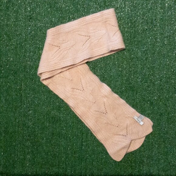 VINTAGE CASTLERIG CASHMERE SCARVE LIGHT CREAM PINK WOMENS WINTER CLASSIC - Picture 4 of 7